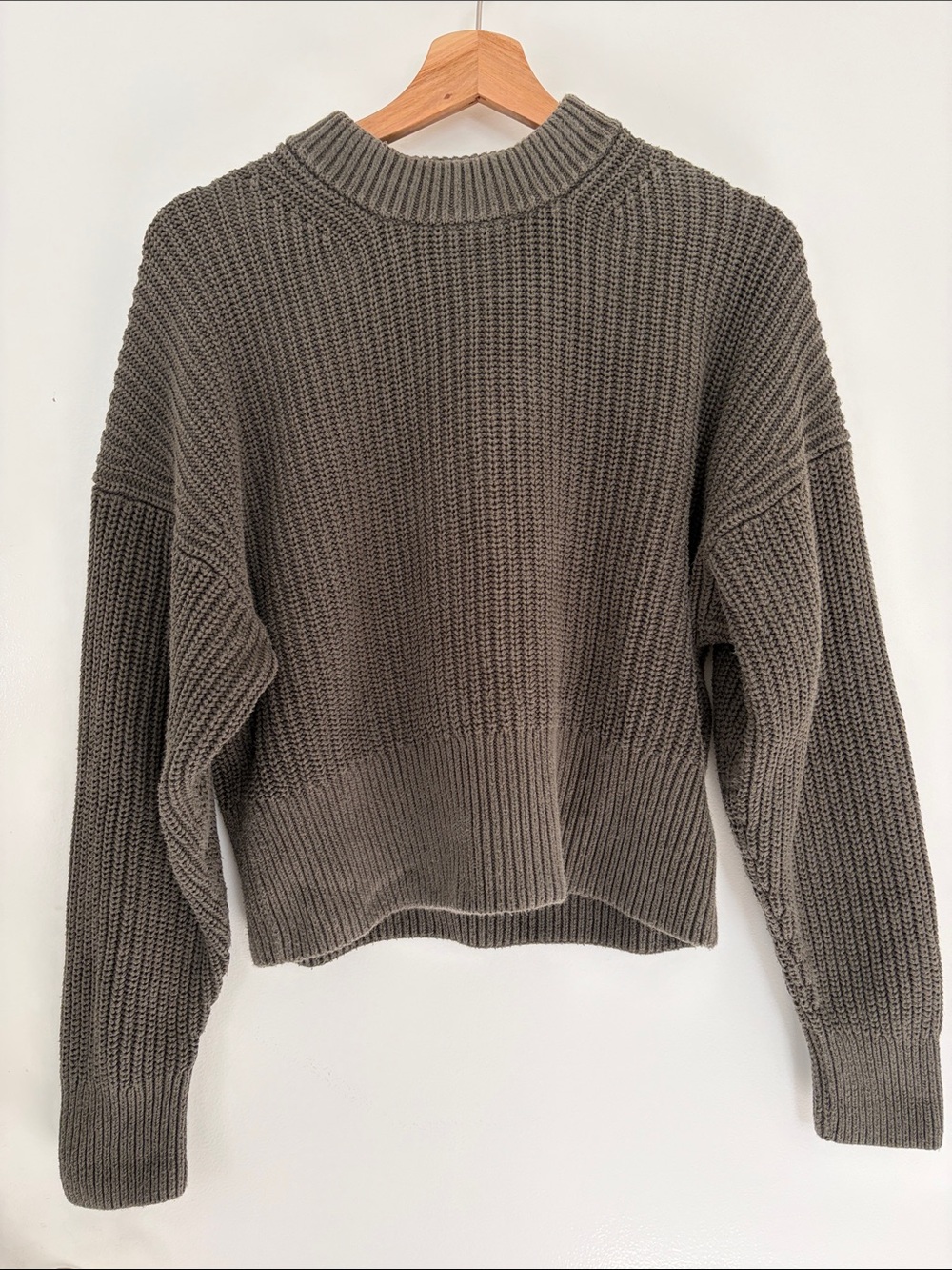 Everlane Organic Cotton Chunky knit sweater, olive green